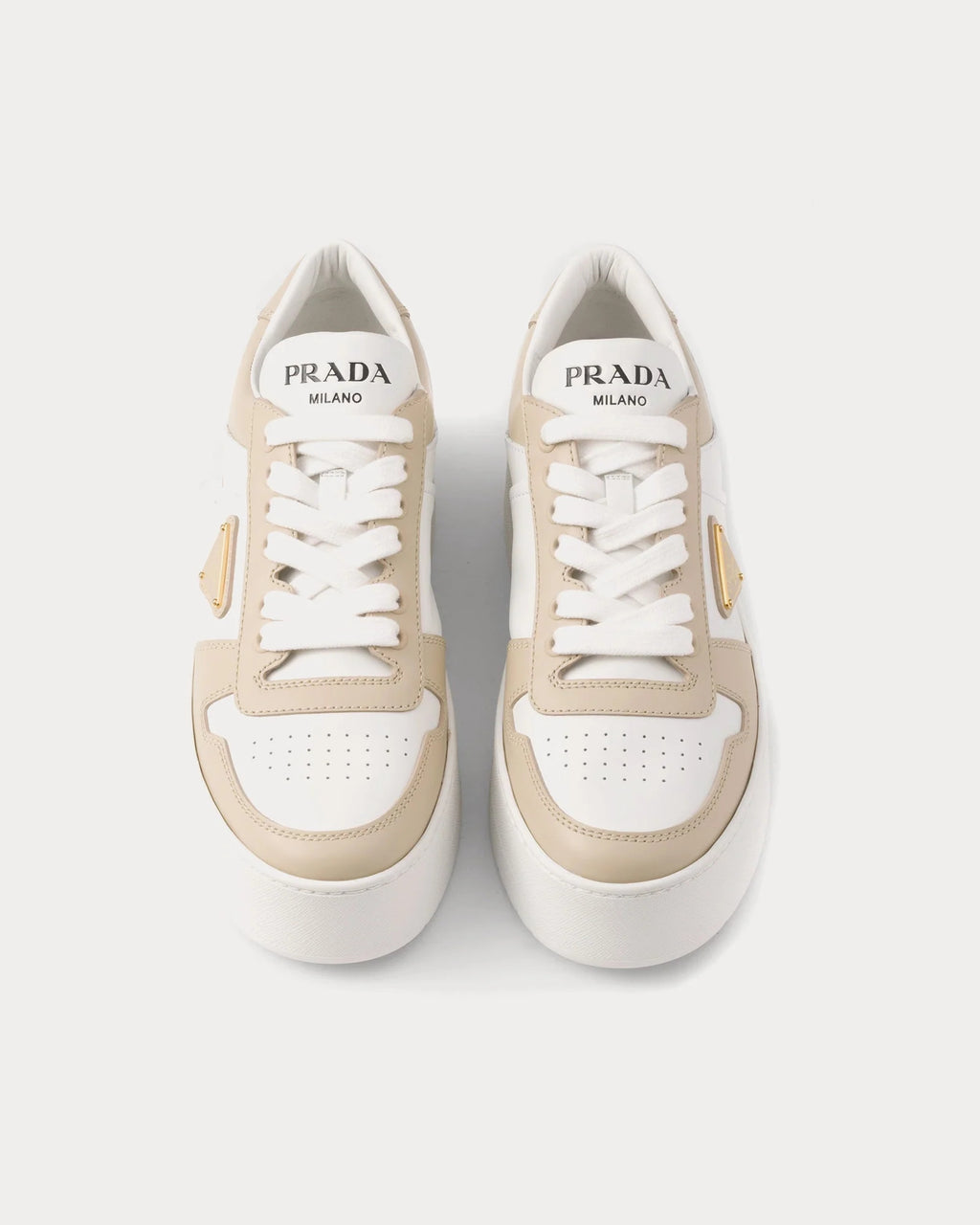Prada Downtown Bold Leather Sneaker 'Desert/White'