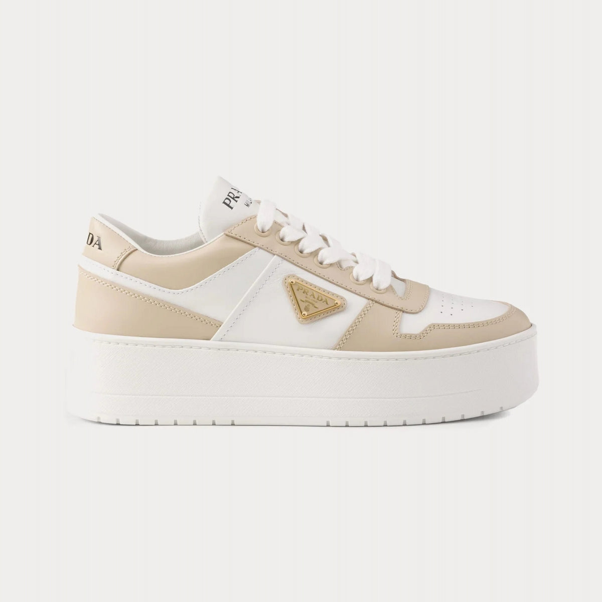 Prada Downtown Bold Leather Sneaker 'Desert/White'