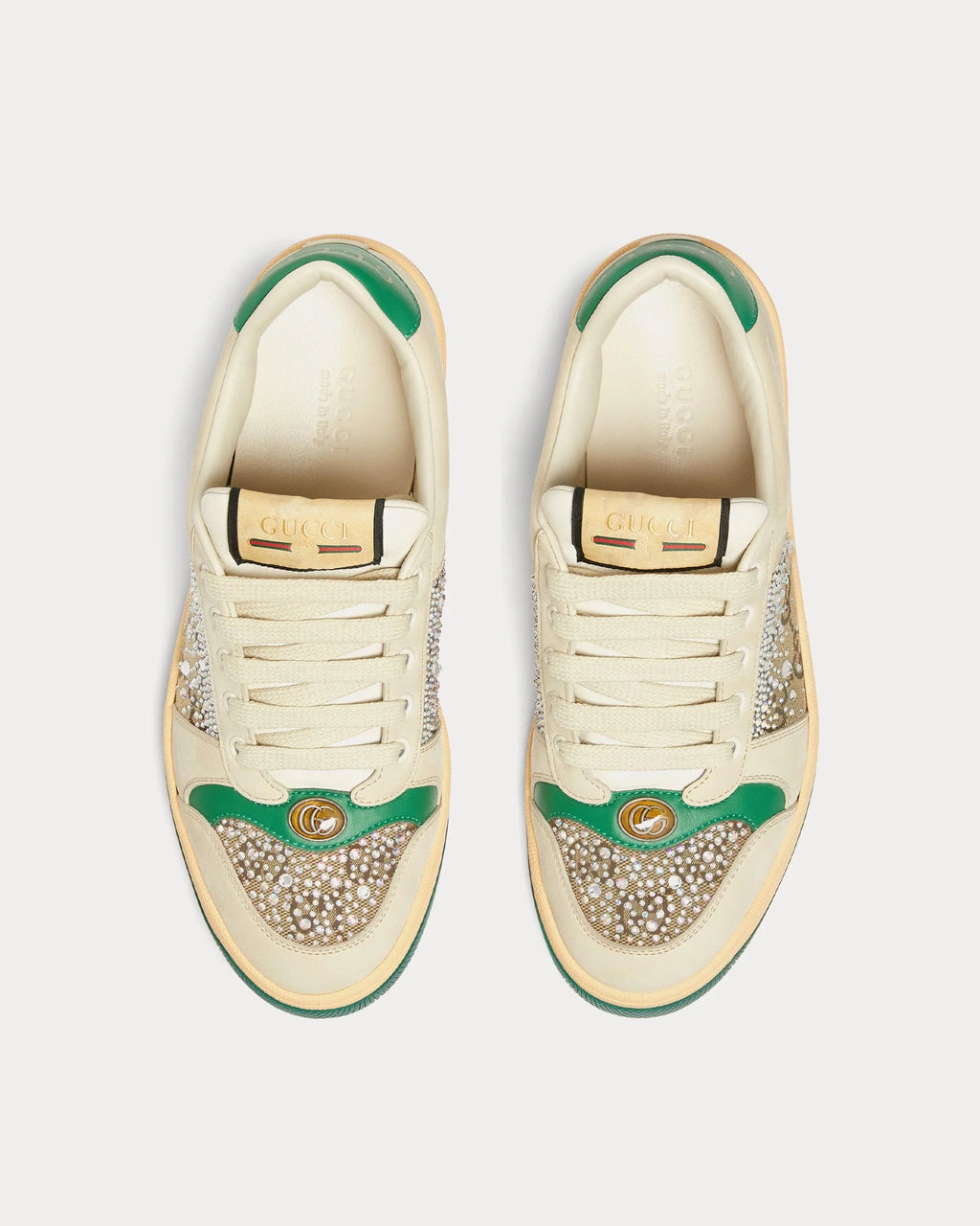 Gucci Screener Sneaker 'Ivory/Green' Crystal