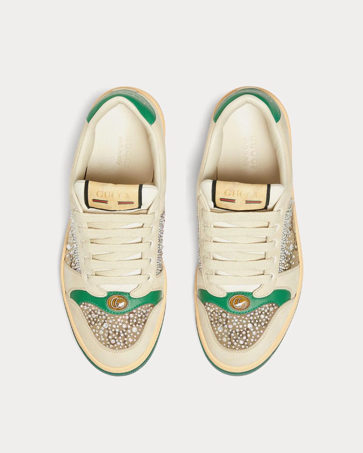 Gucci Screener Sneaker 'Ivory/Green' Crystal
