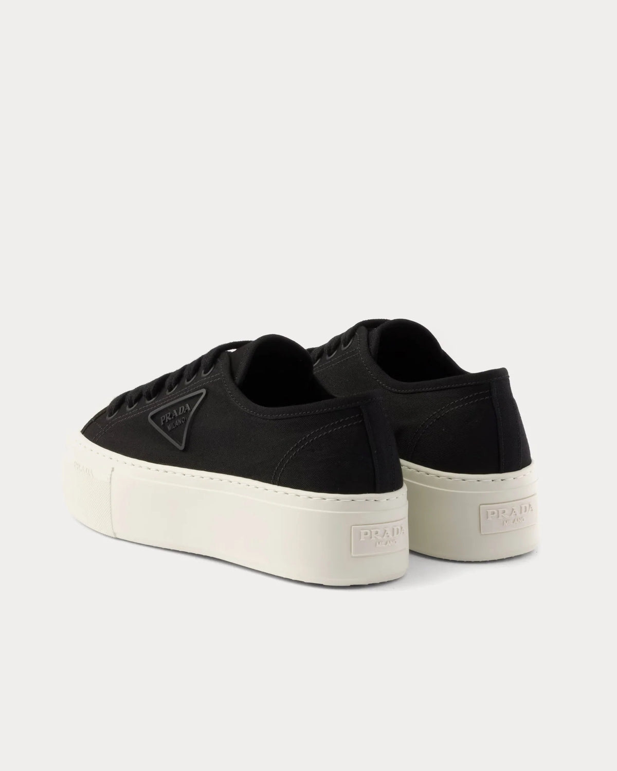 Prada Wheel Laced Fabric Platform Sneaker 'Black'