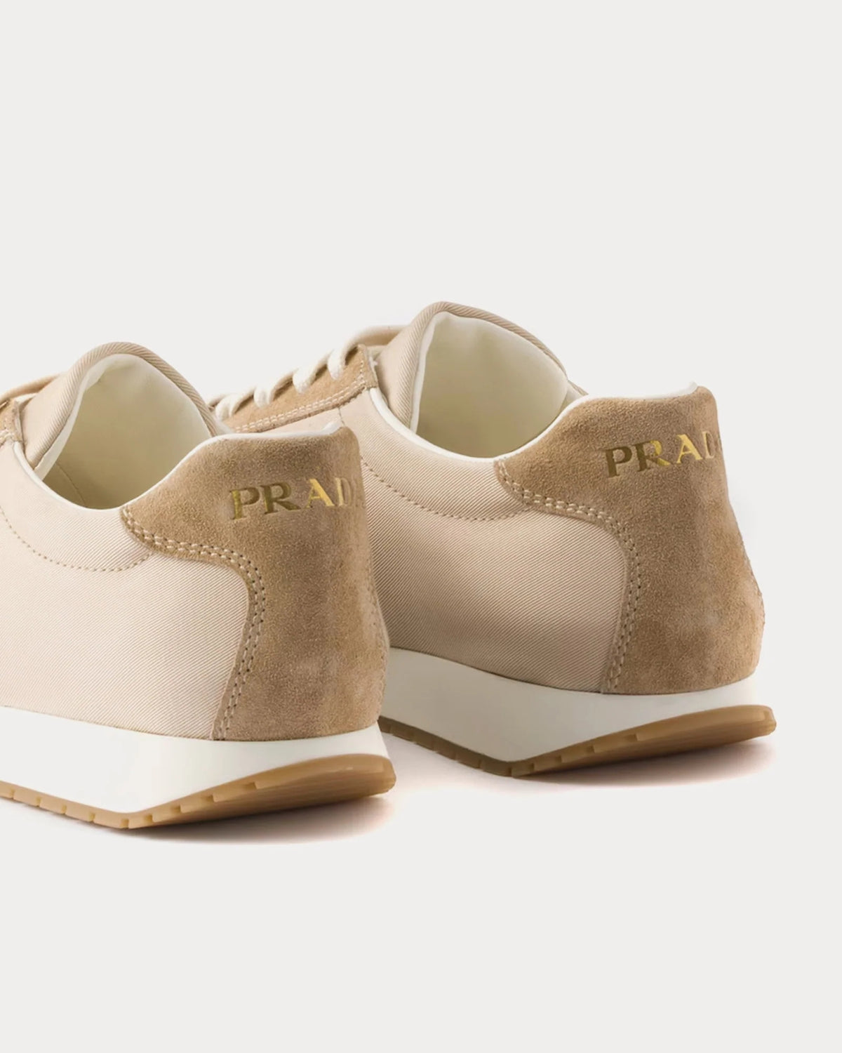 Prada Drill Fabric & Suede Sneaker 'Ecru/Camel'