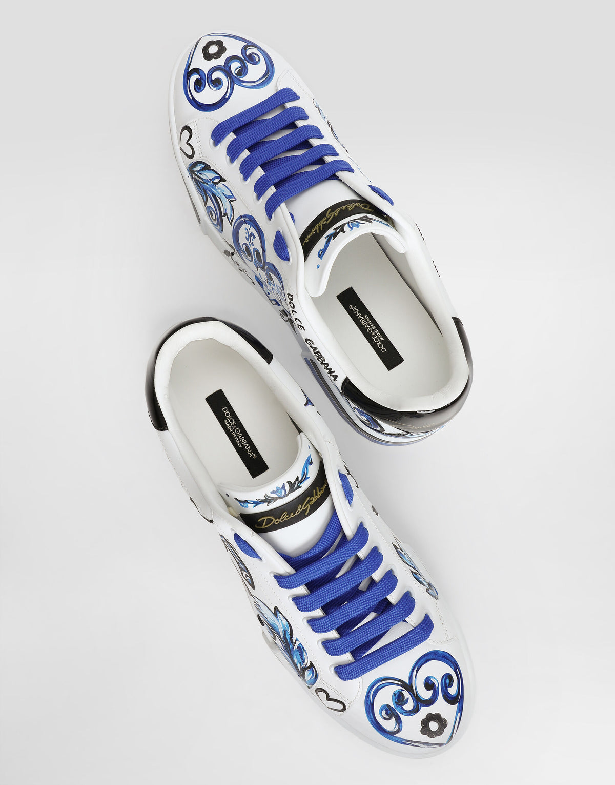 Dolce & Gabbana Portofino Light Calfskin Love Majolica Blue Graffiti Print