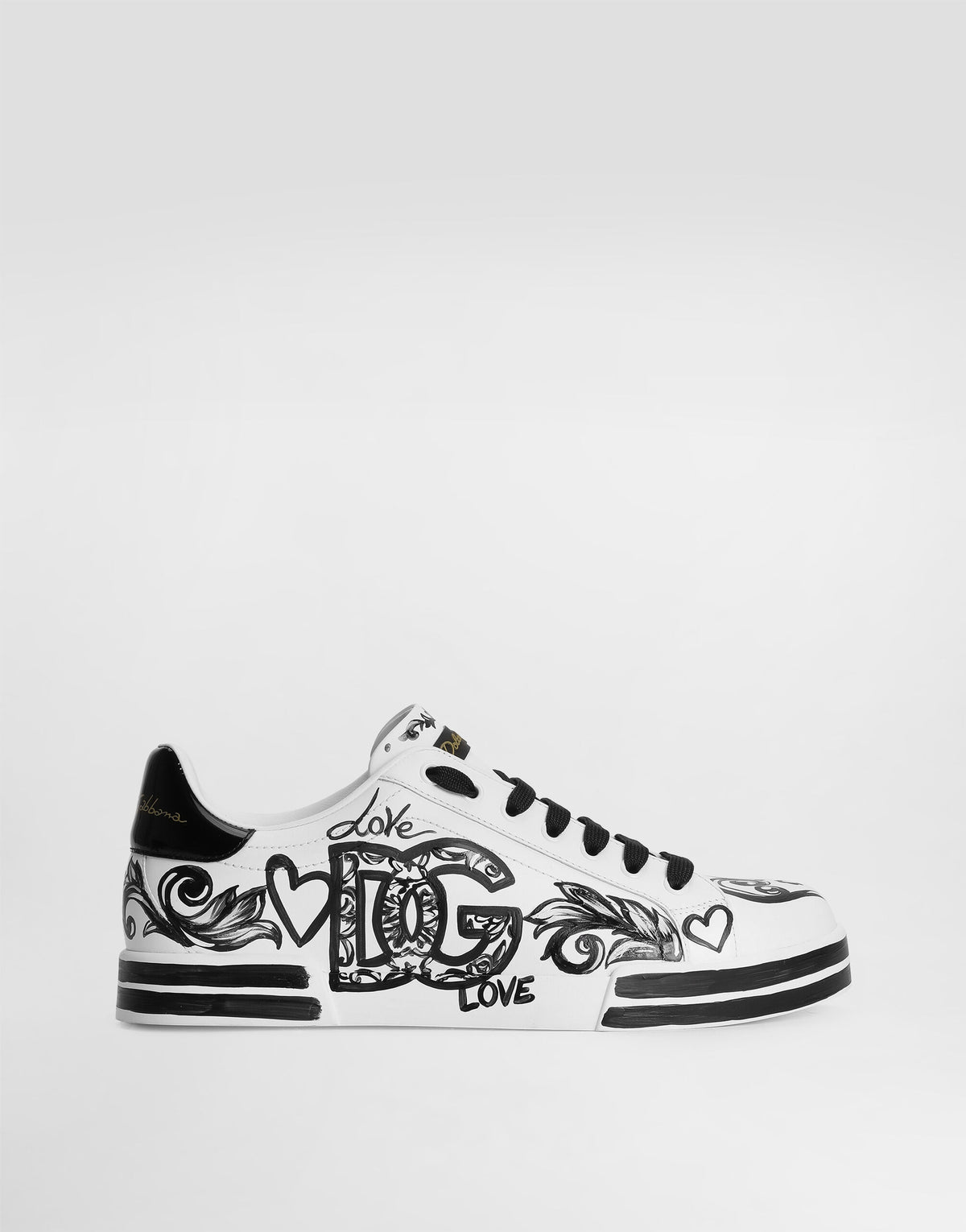 Dolce & Gabbana Portofino Light Calfskin Love Graffiti Print White