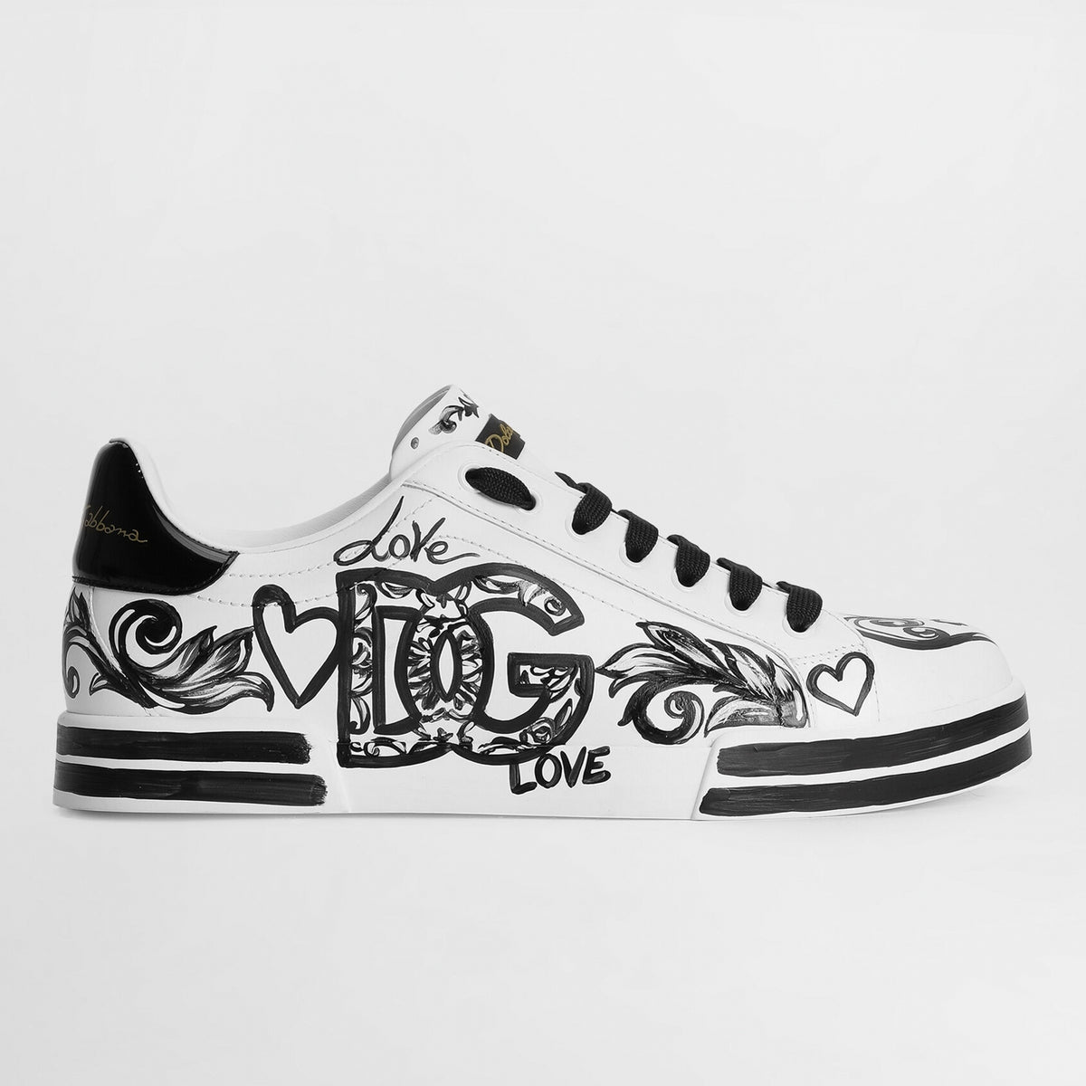Dolce & Gabbana Portofino Light Calfskin Love Graffiti Print White