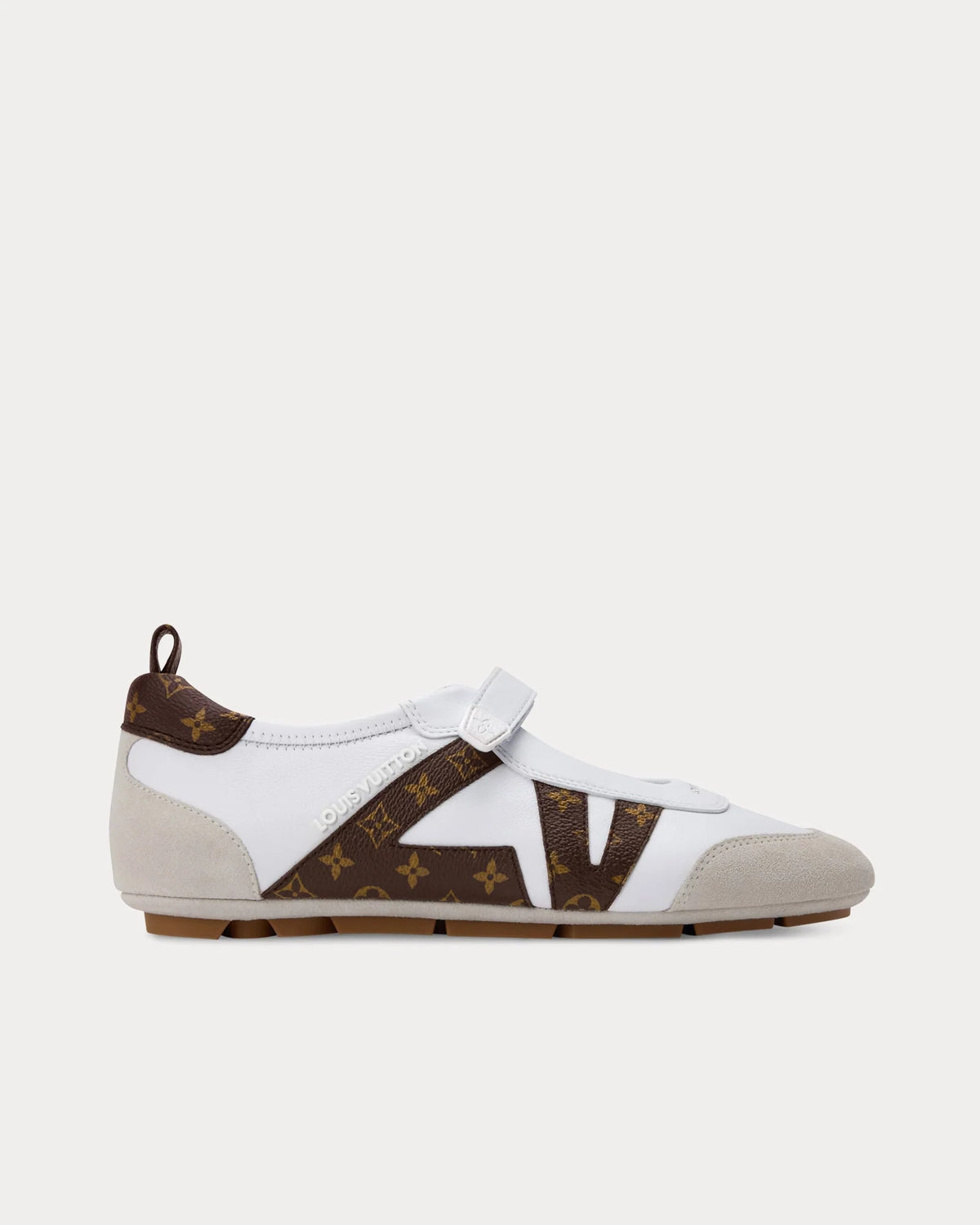 Louis Vuitton Sneakerina Calfskin Suede Monogram Mary Jane White