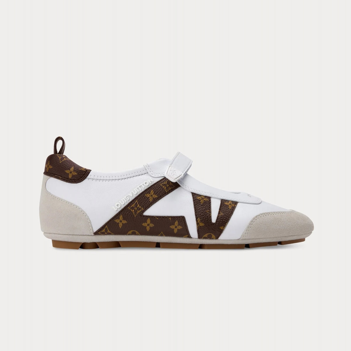 Louis Vuitton Sneakerina Calfskin Suede Monogram Mary Jane White