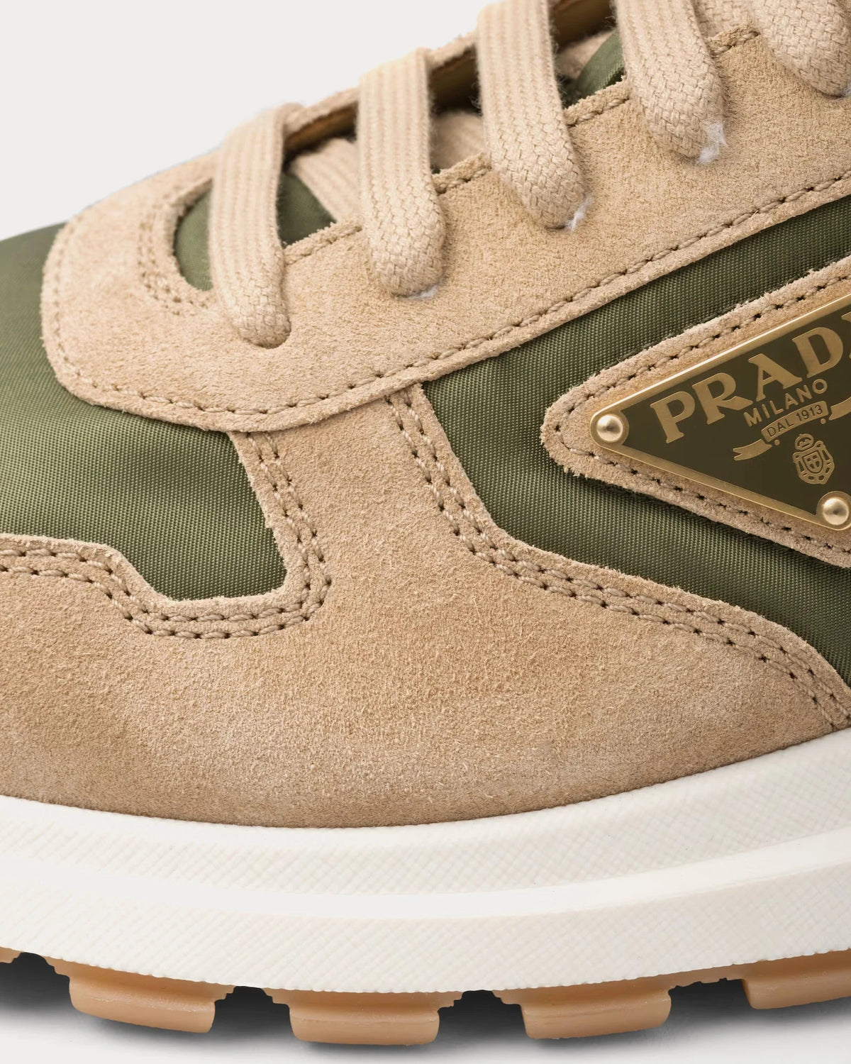 Prada Prax 01 Delavé Suede & Re-Nylon Sneaker 'Ecru/Military'