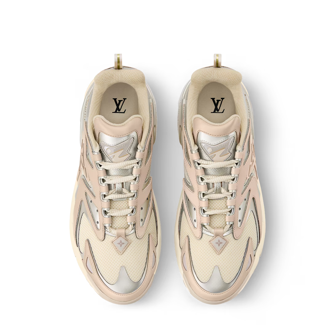 Louis Vuitton Runner Tatic Mesh Leather Beige Silver