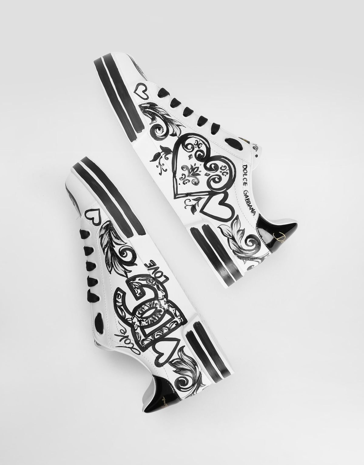 Dolce & Gabbana Portofino Light Calfskin Love Graffiti Print White