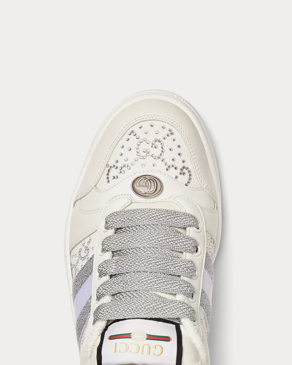 Gucci Screener Sneaker 'White/Silver' Crystal
