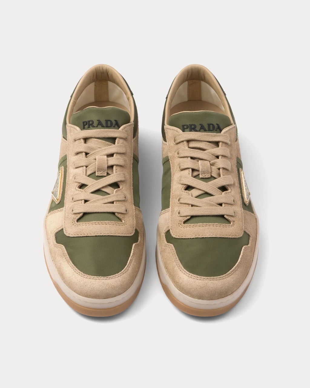Prada Downtown Delavé Suede & Re-Nylon Sneaker 'Ecru/Military'