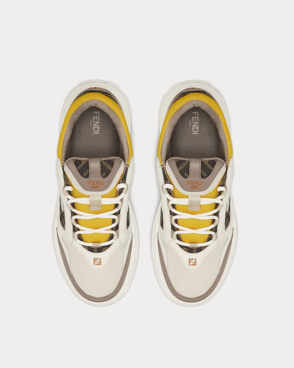 Fendi Force Trainers 'White/Tobacco/Mustard' Men's