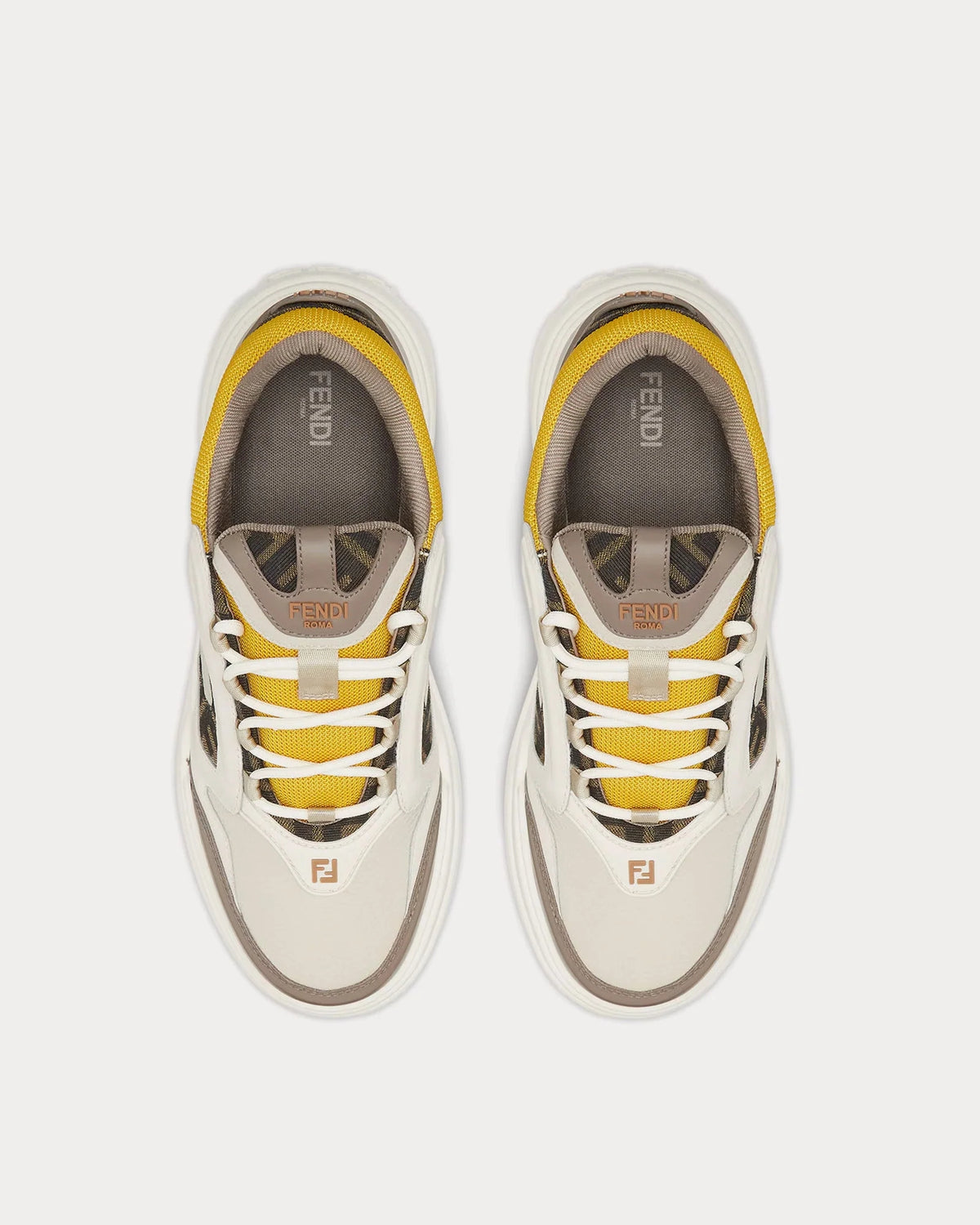 Fendi Force Trainers 'White/Tobacco/Mustard' Men's