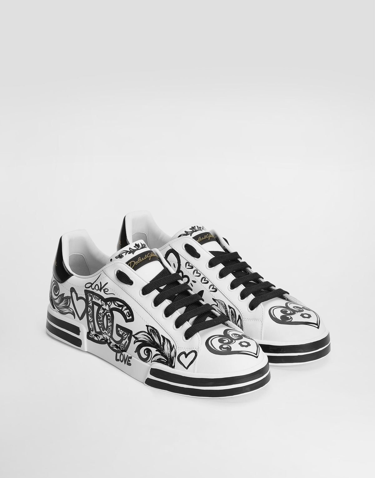Dolce & Gabbana Portofino Light Calfskin Love Graffiti Print White