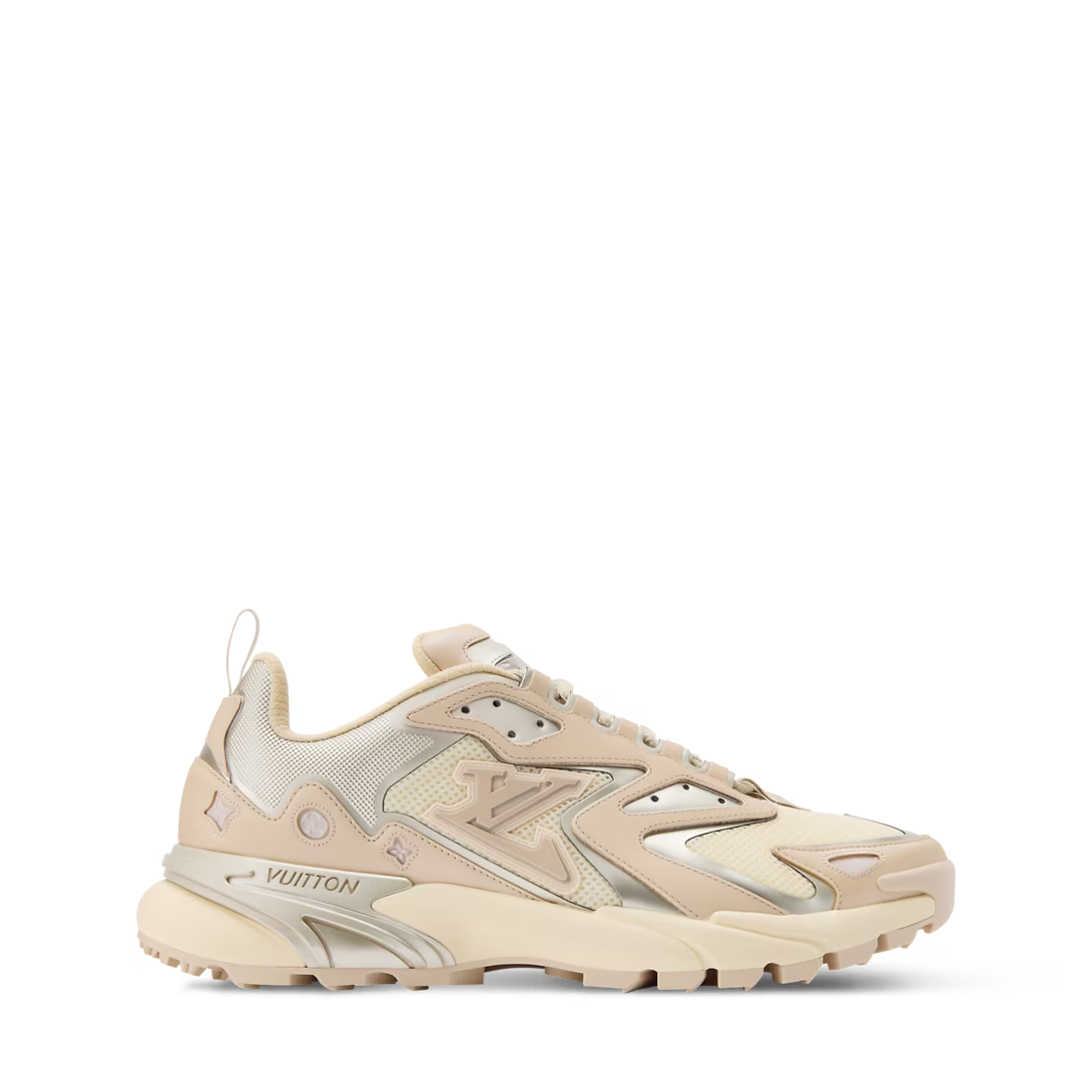 Louis Vuitton Runner Tatic Mesh Leather Beige Silver