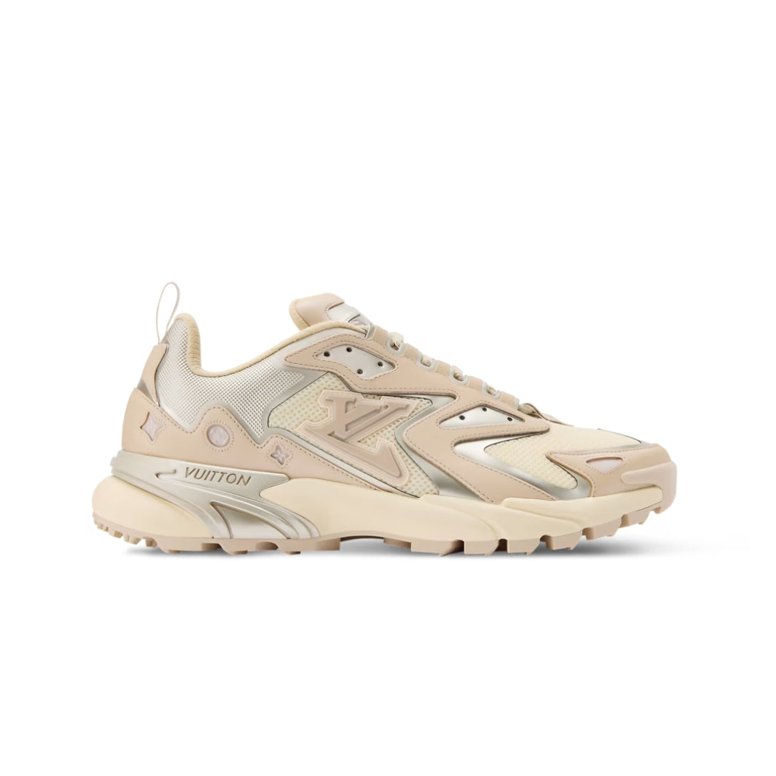 Louis Vuitton Runner Tatic Mesh Leather Beige Silver