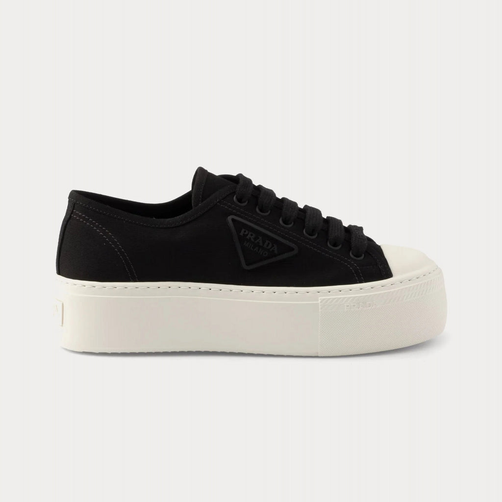 Prada Wheel Laced Fabric Platform Sneaker 'Black'