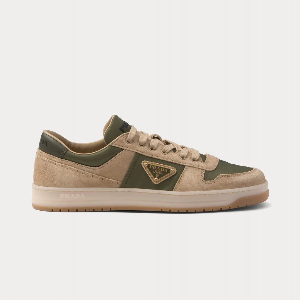 Prada Downtown Delavé Suede & Re-Nylon Sneaker 'Ecru/Military'