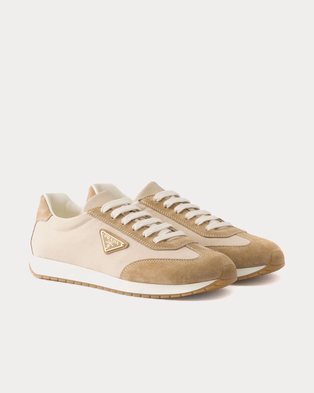 Prada Drill Fabric & Suede Sneaker 'Ecru/Camel'
