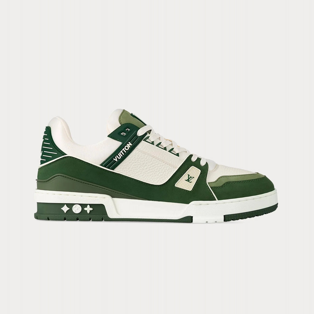 Louis Vuitton LV Trainer Sneaker in Forest Green and Cream