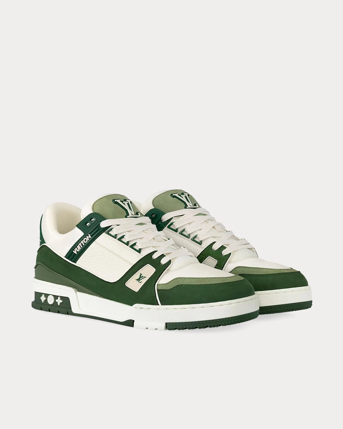 Louis Vuitton LV Trainer Sneaker in Forest Green and Cream