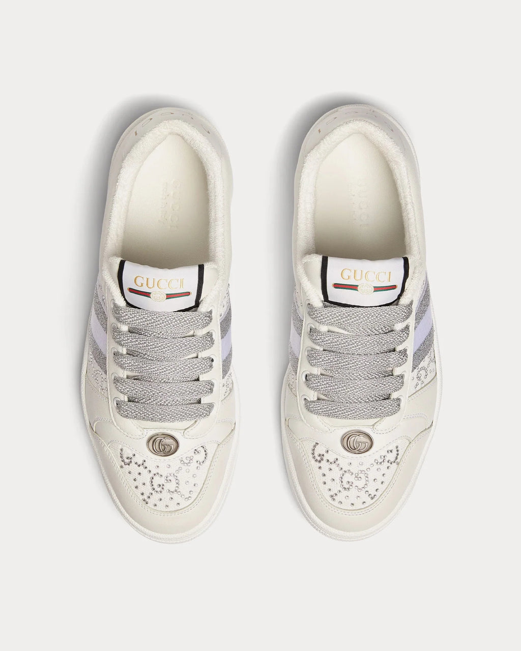 Gucci Screener Sneaker 'White/Silver' Crystal