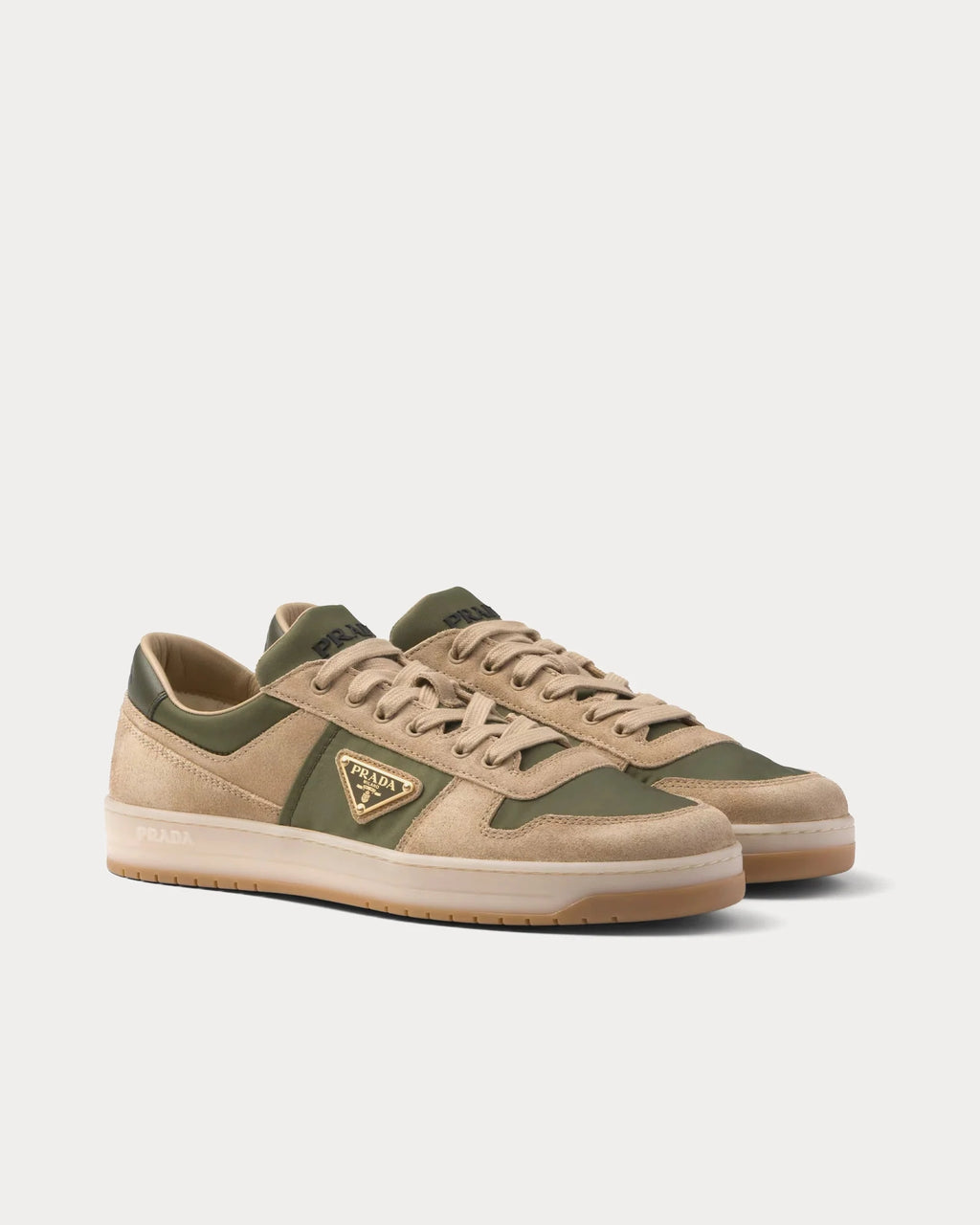 Prada Downtown Delavé Suede & Re-Nylon Sneaker 'Ecru/Military'