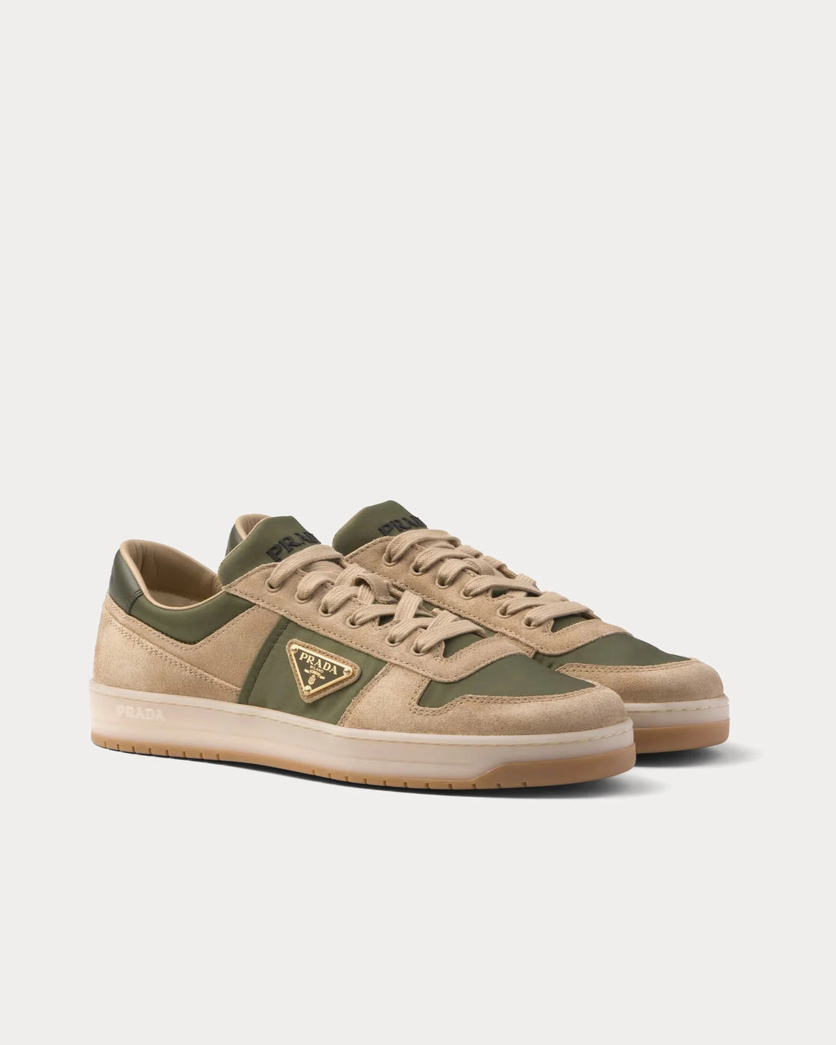 Prada Downtown Delavé Suede & Re-Nylon Sneaker 'Ecru/Military'
