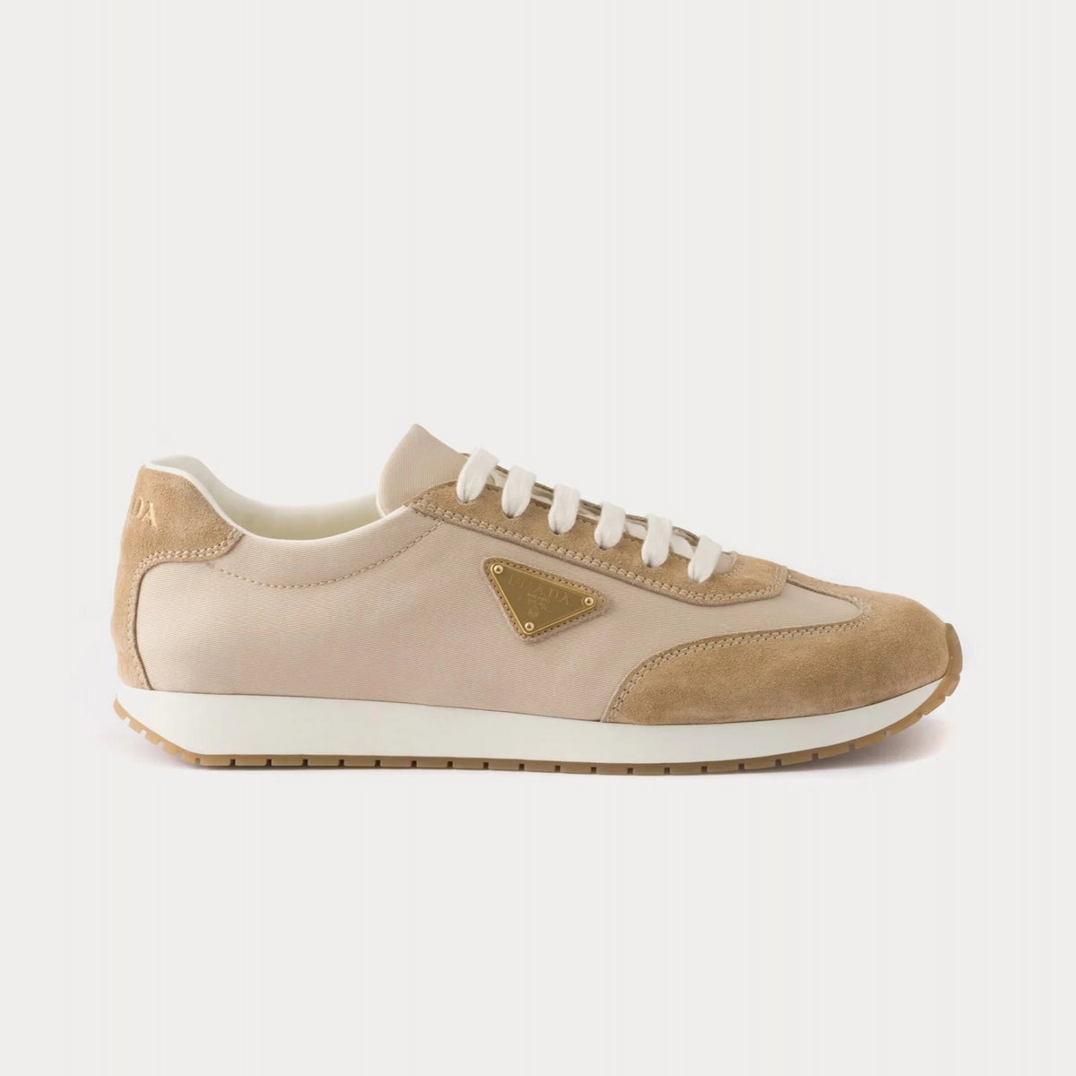 Prada Drill Fabric & Suede Sneaker 'Ecru/Camel'