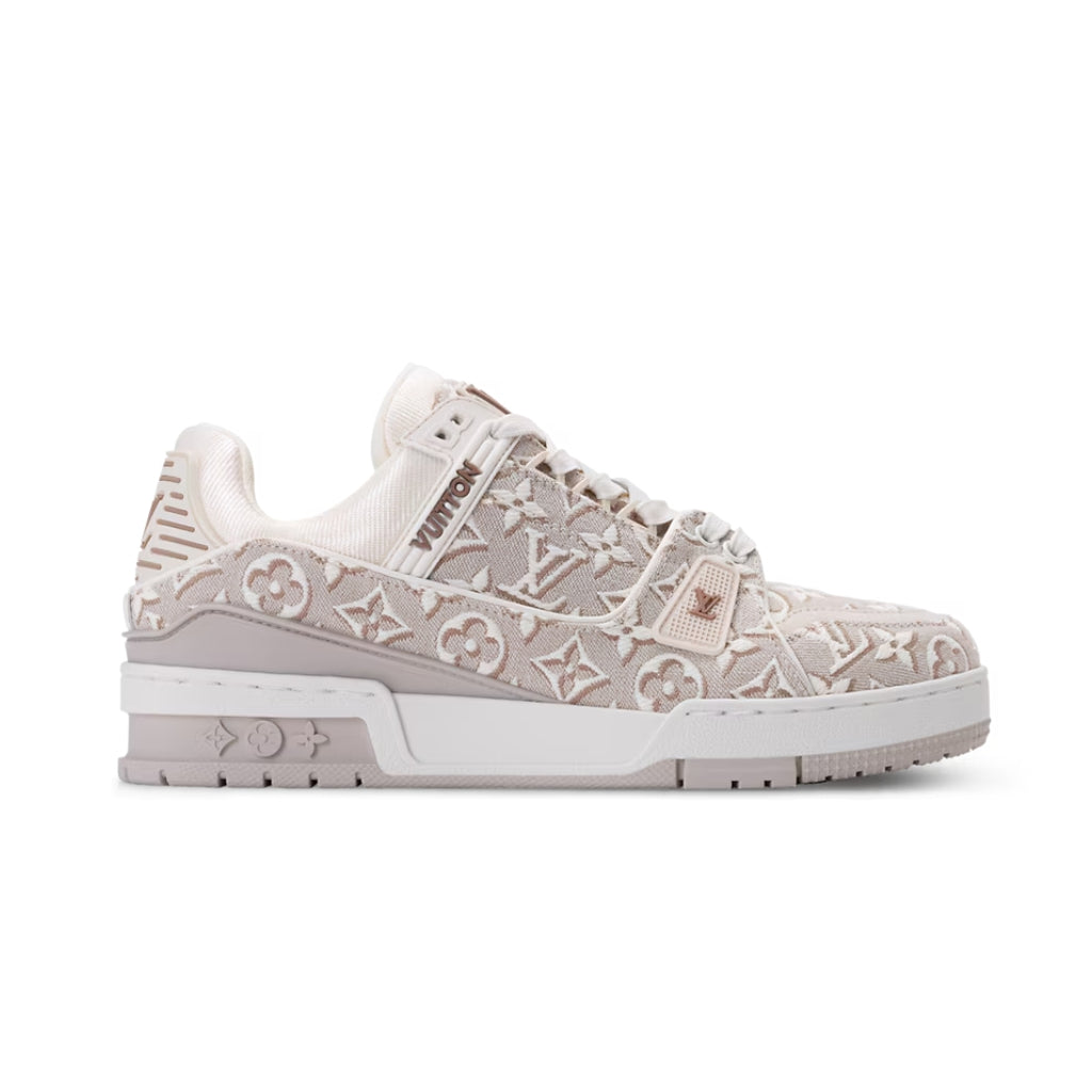 Louis Vuitton LV Trainer Beige Monogram Jacquard Rose Gold