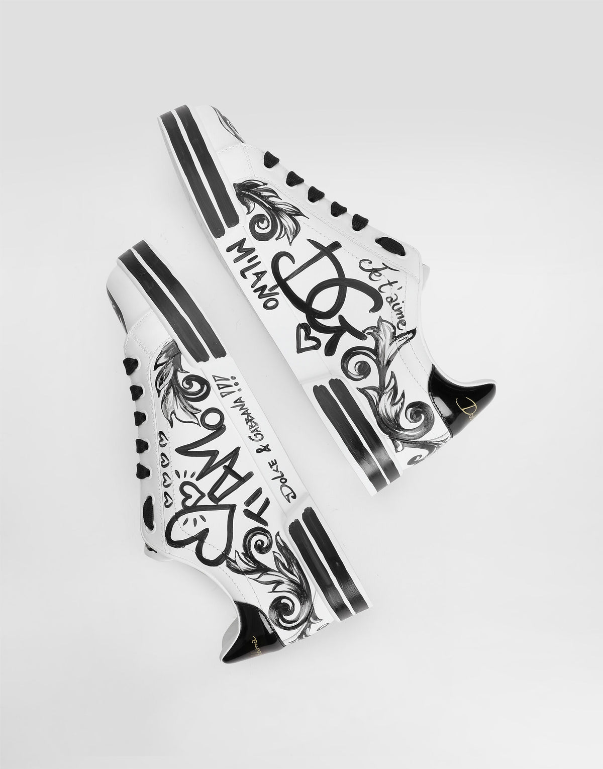 Dolce & Gabbana Portofino Light Calfskin Love Graffiti Print White