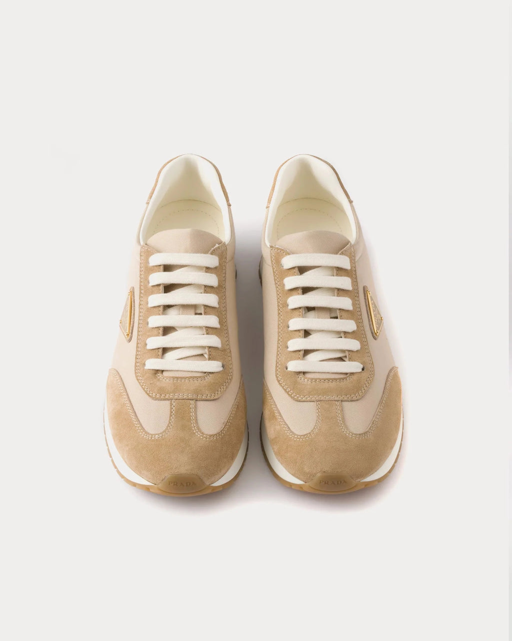 Prada Drill Fabric & Suede Sneaker 'Ecru/Camel'