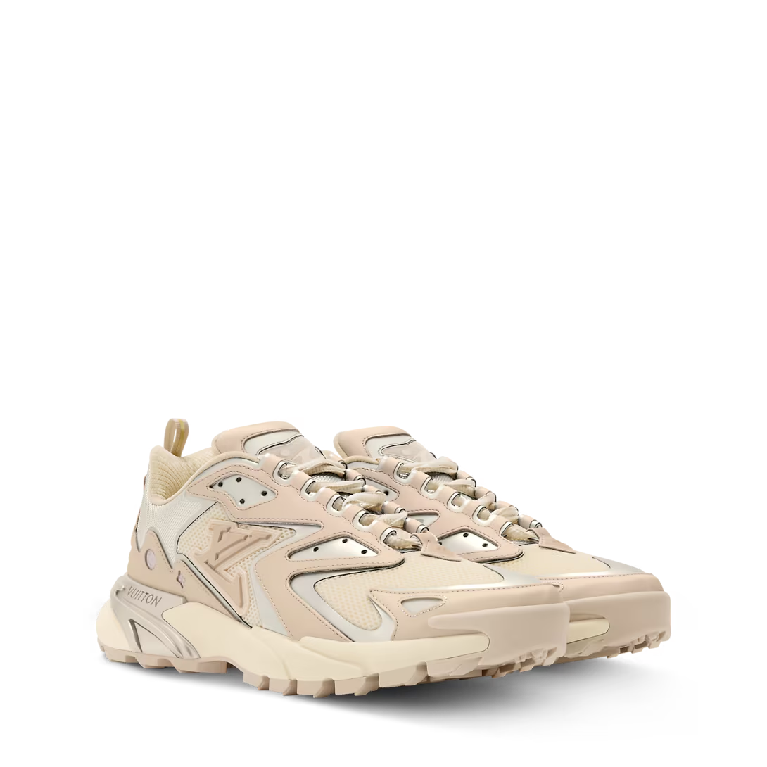 Louis Vuitton Runner Tatic Mesh Leather Beige Silver