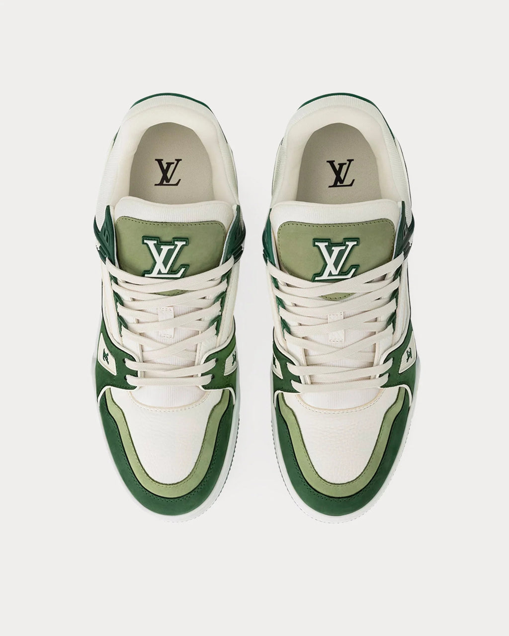 Louis Vuitton LV Trainer Sneaker in Forest Green and Cream