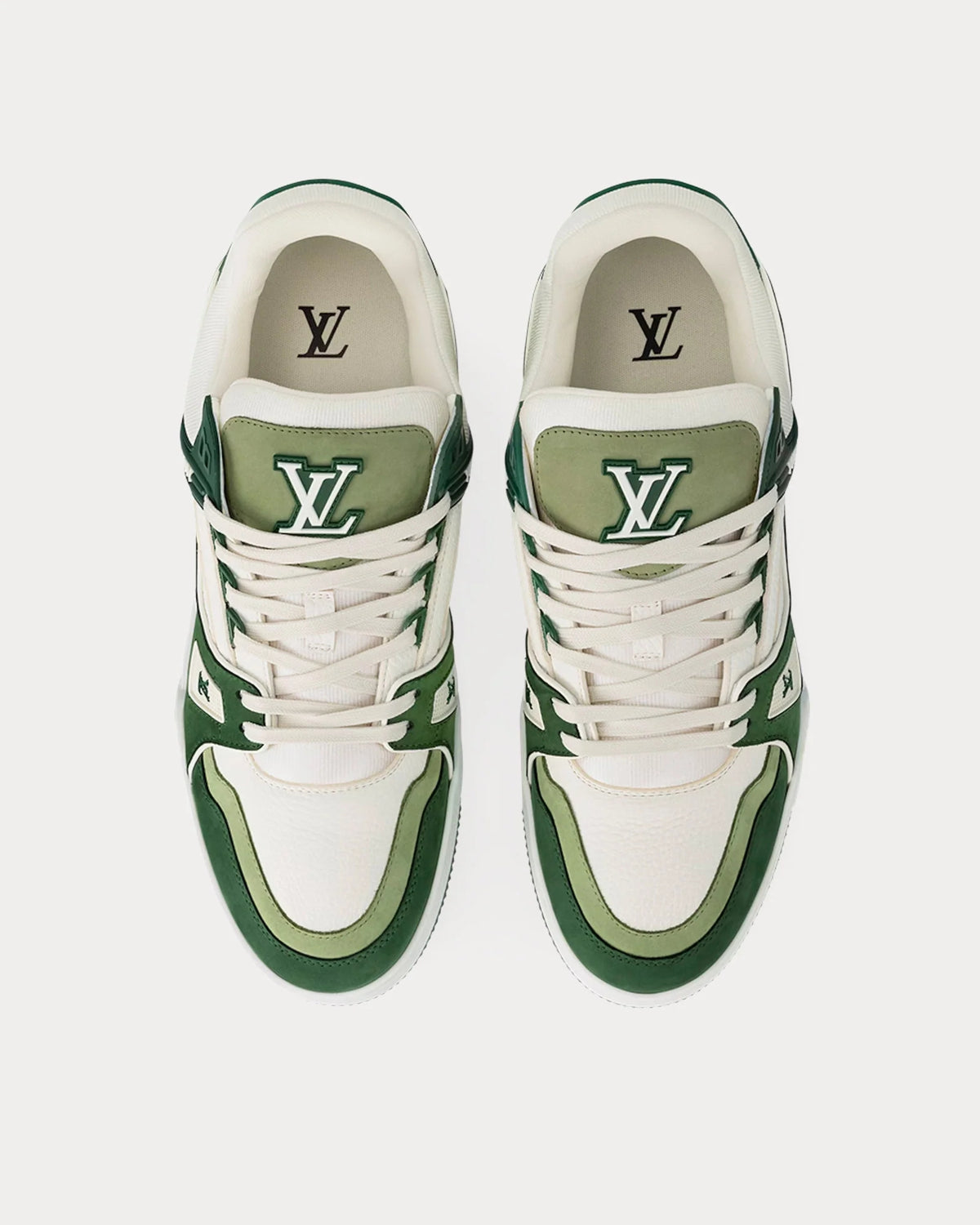 Louis Vuitton LV Trainer Sneaker in Forest Green and Cream