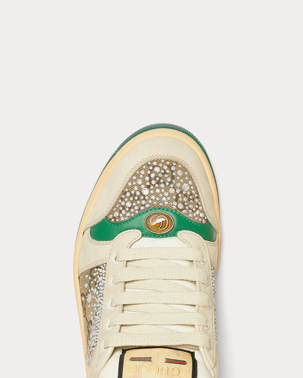 Gucci Screener Sneaker 'Ivory/Green' Crystal