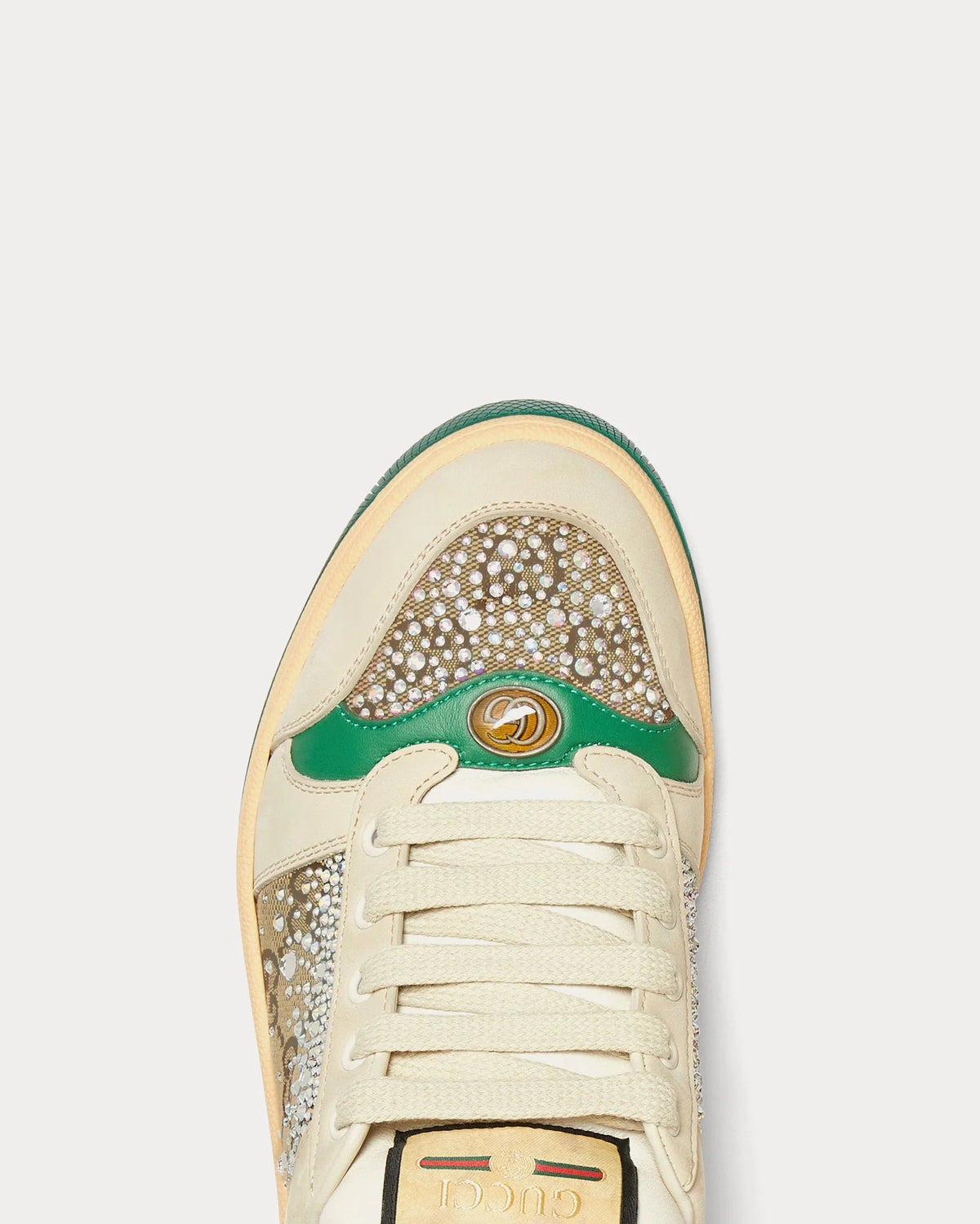 Gucci Screener Sneaker 'Ivory/Green' Crystal